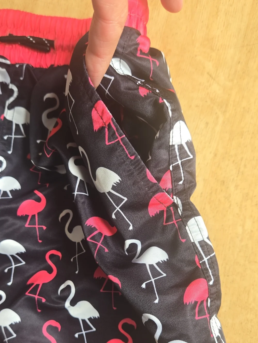 Baseball Lifeatyle 101.  Boys Flamingo Print Swim Shorts - Pink & Black